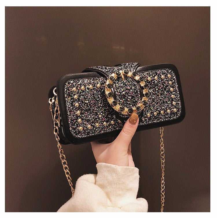 Chic Sequin Crossbody with Chain Strap