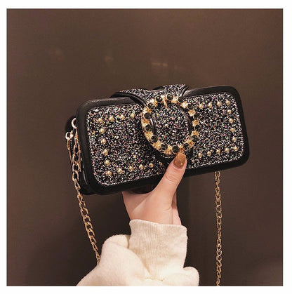 Chic Sequin Crossbody with Chain Strap