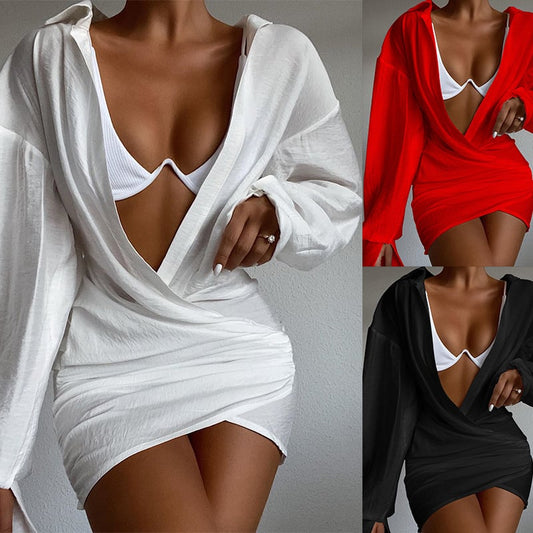 Chic Deep V-Neck Mini Shift Dress