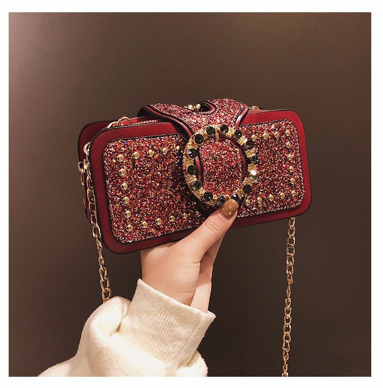Chic Sequin Crossbody with Chain Strap