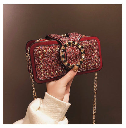 Chic Sequin Crossbody with Chain Strap
